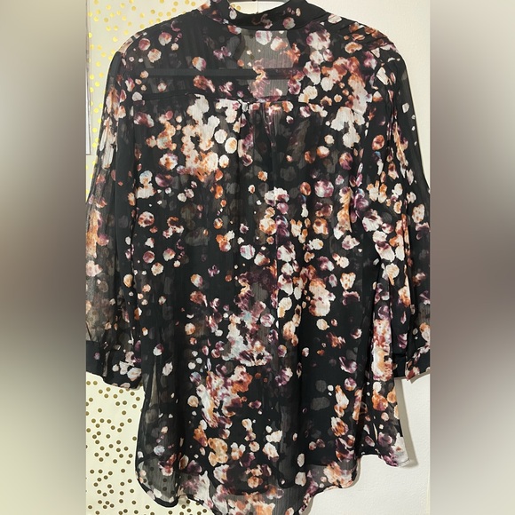 Spense Speckled Sheer Button Down Blouse 3/4 Sleeve size Medium - Picture 2 of 10